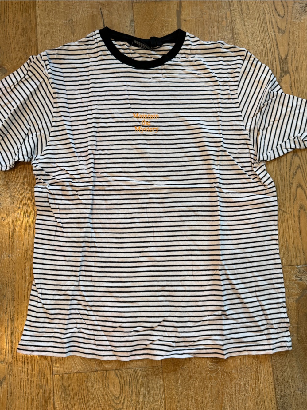 The Hundreds Black & White Striped Ringer Tee with Gold Script